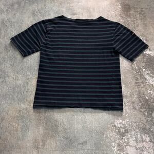 Saint James Wide Neck Short Sleeve Striped Shirt. Green & Blue. Size Small